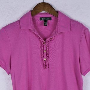 Lauren Ralph Lauren Women's Size M Pink Ruffled Short Sleeve Top